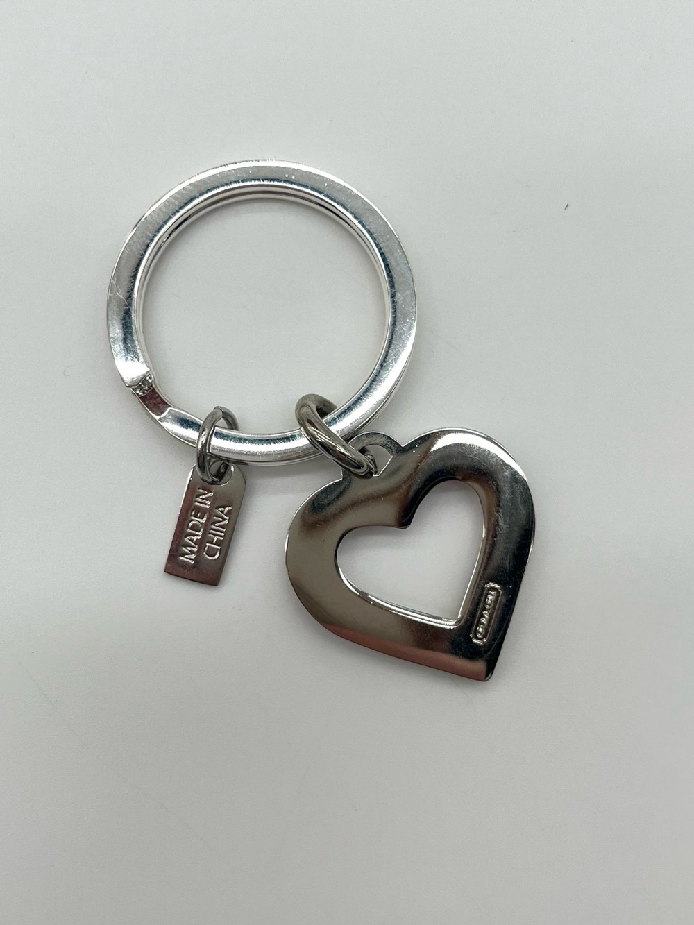 COACH Bag Charm Key Chain, Pink Rhinestone Crystal Heart - Picture 3 of 7